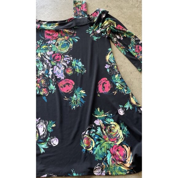 Clara Sun Woo Woman’s Large Flower Rose Print Tunic Top 3/4 Sleeve Sz M USA Made - Picture 3 of 13